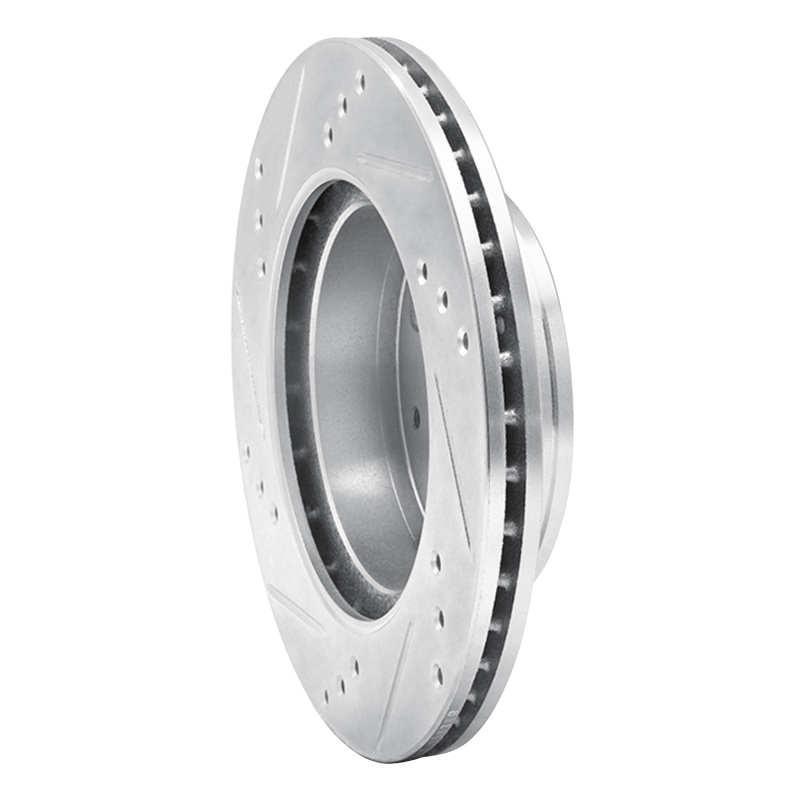 Dodge ATOS Brake Rotor (1) - Front Right - R1 Concepts - Drilled & Slotted - Silver - `98-`12